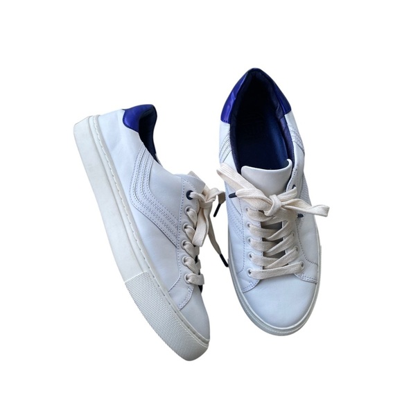 Tory Sport Shoes Mens Size 9.5 Blue Leather Low Top Ruffle Lace Casual Sneakers TORY SPORT Blue Leather Ruffle Sneakers Women main image 3